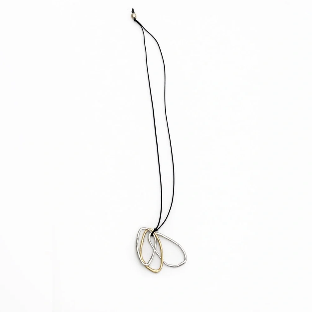 J. Jill Mixed Metal Sculptural Pendant Necklace | Silver & Gold - Picture 3 of 3